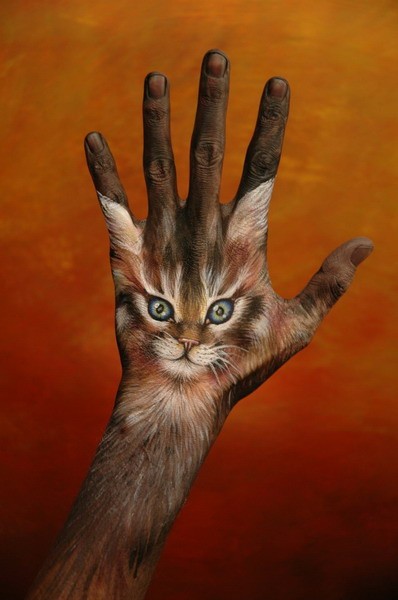 gato-pintado-mano-arte-con-los-dedos-body-painting