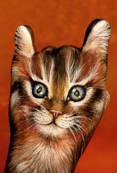 gato-manos-arte-con-los-dedos-body-painting