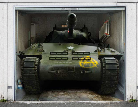 Foto gigante adhesiva para garaje de un tanque