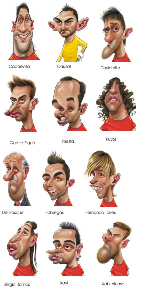 Caricaturas de los jugadores del Mundial de Futbol 2010